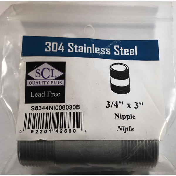 Smith-Cooper International Nipple 3/4"X3" 4632101440