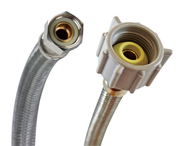 Fluidmaster B1T06 Toilet Connector, Braided Stainless Steel - 3/8 Female Compression Thread x 7/8 Female Ballcock Thread, 6-Inch Length