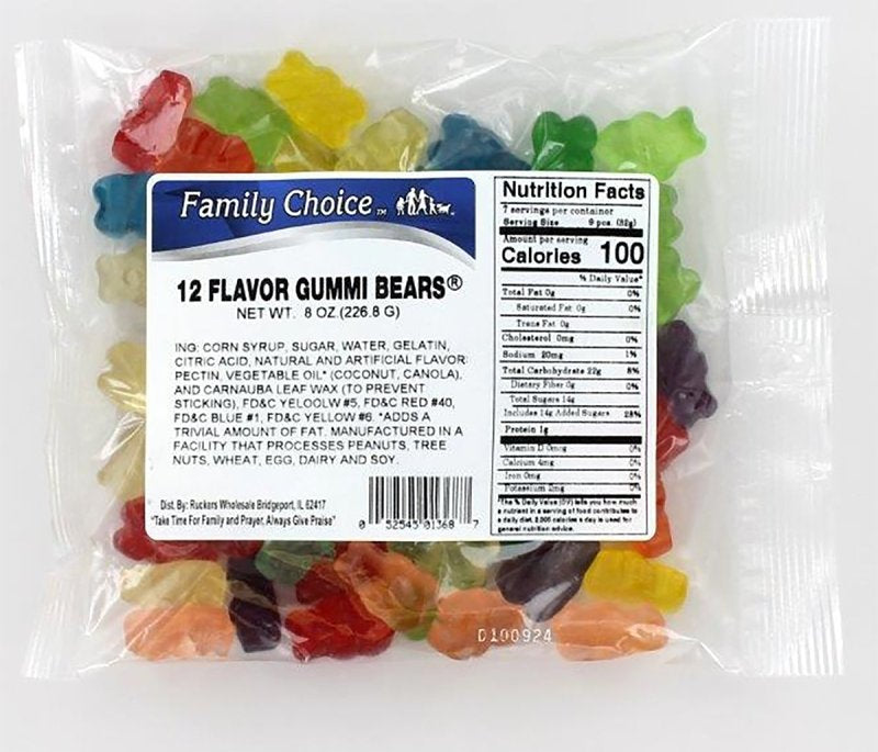 FAMILY CHOICE Assorted Gummy Bears 8 oz