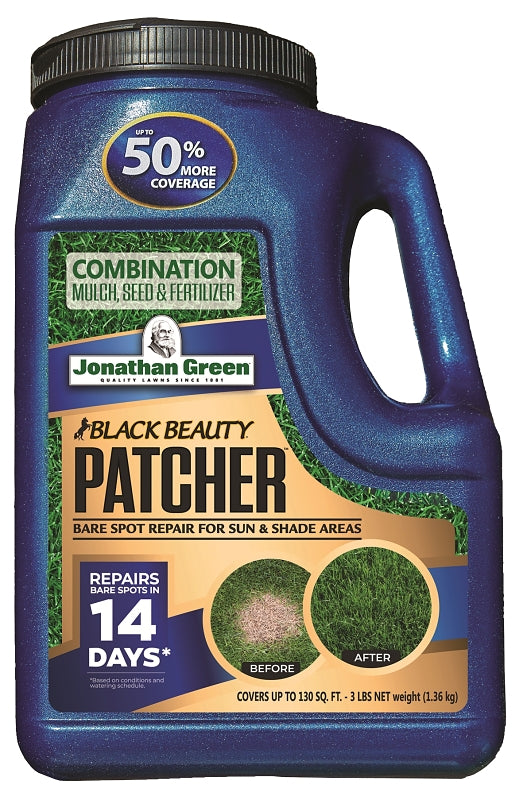 Jonathan Green (10450) Black Beauty Patcher Bare Spot Repair for Sun & Shade Areas - Cool Season Grass Seed, Fertilizer, & Mulch (3.5 lb)