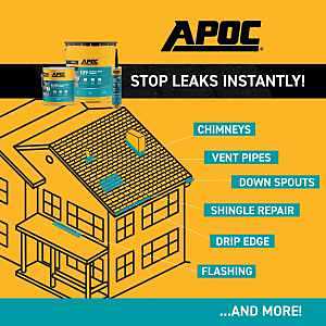 APOC 109 Rain-Proof Wet & Dry Roof Cement, 1 Gallon, Patch Splits, Cracks & Seams in Roofs, Chimneys, Vent Pipes, Gravel Guards, Downspouts & More