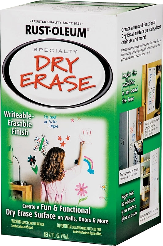 Rust-Oleum 241140 Specialty Dry Erase Brush-On Paint Kit, White 16 Fl Oz (Pack of 1)
