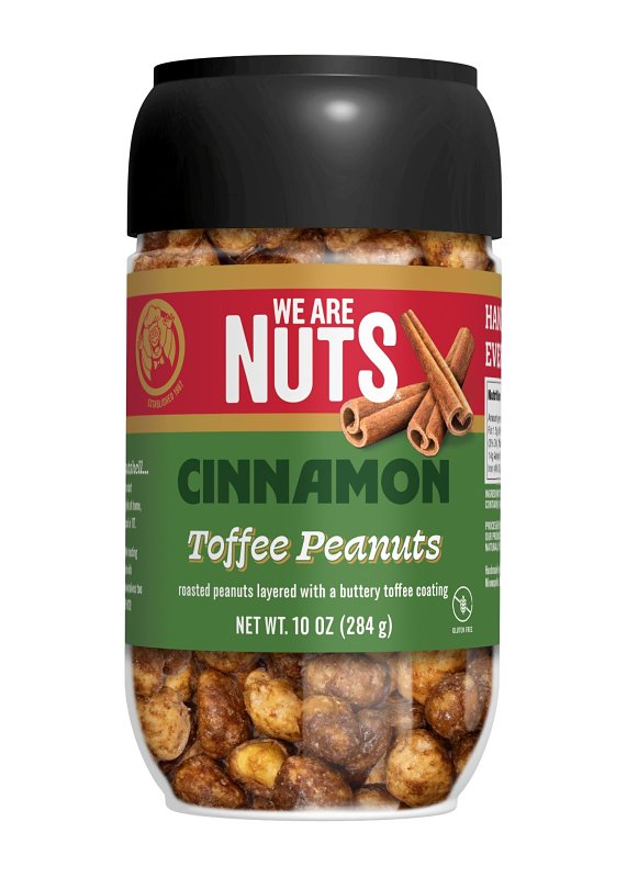 We Are Nuts Toffee Coated Nuts - Cinnamon Toffee Peanuts - 1-Pack On The Go Jar (10 oz.)