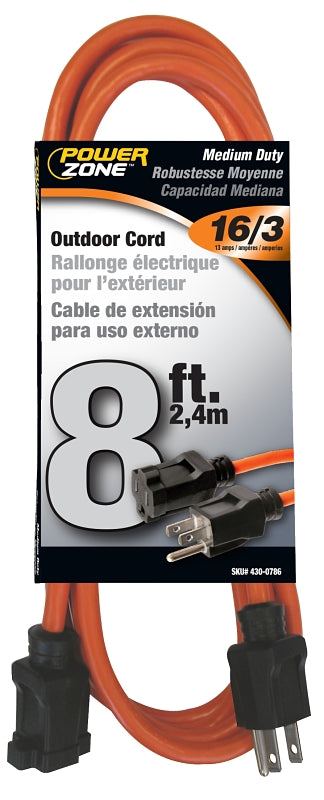 BIC Cables 16/3 X 8' Extension Cord (cord color varies) OR501608