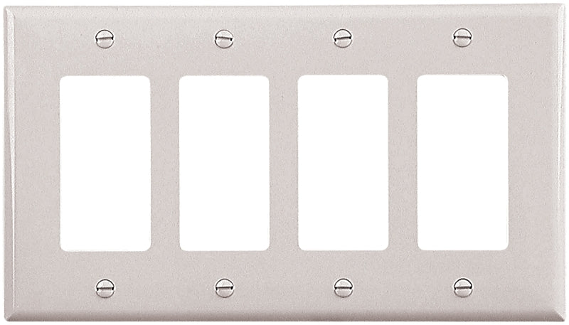 EATON Wiring PJ264W Mid-Size Polycarbonate 4-Gang Decorator GFCI Wallplate, White