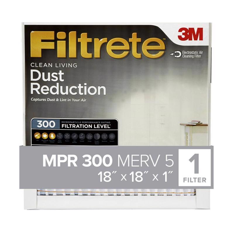 Filtrete 317-4 18x18 x 1 in. Basic Dust & Lint Pleated Furnace Air Filter, Gray, MPR 300, 3 Months - Quantity 4 (4-Pack)