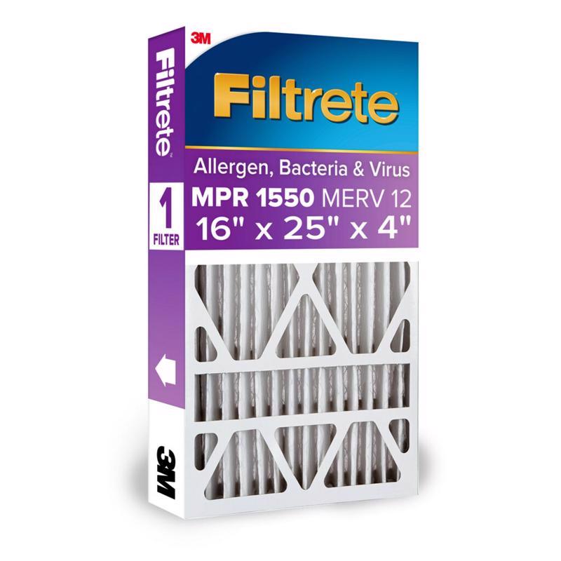 Pleated Air Filter, Ultra Allergen Reduction, 3 Months, Purple, 16x25x4-In.