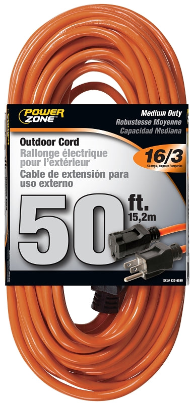 Cord Ext Outdoor 16/3x50ft Org