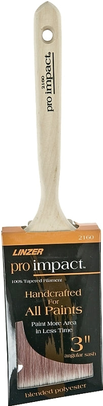Linzer 0300 Pro Impact 2160 Sash Paint Brush, 3 in Width, Angular Chiseled Polyester, 3" 2160-3
