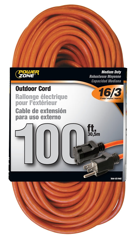 Prime Wire & Cable EC501635 100-Foot 16/3 SJTW Medium Duty Extension Cord, Orange