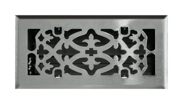 Tru Aire 4 in. H X 10 in. W 1-Way Satin Silver Steel Floor Diffuser C164OSN04X10