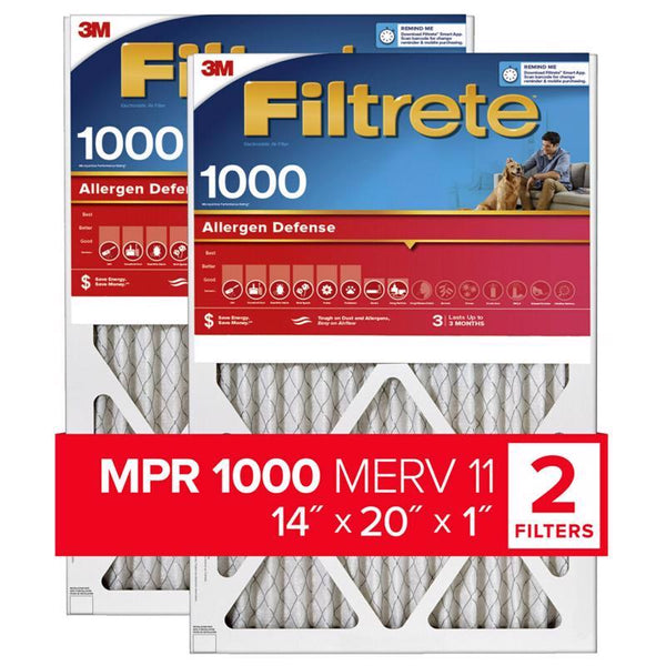 3M Filtrete 20 in. H x 14 in. W x 1 in. D 11 MERV Air Filter 9805-2PK-HDW (3-Pack)