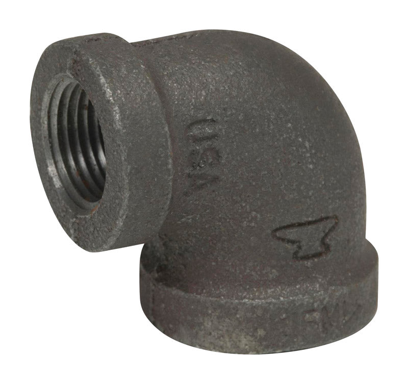 Anvil 8700124509, Malleable Iron Pipe Fitting, 90 Degree Elbow, 1/2'' x 3/8'' NPT Female, Black Finish