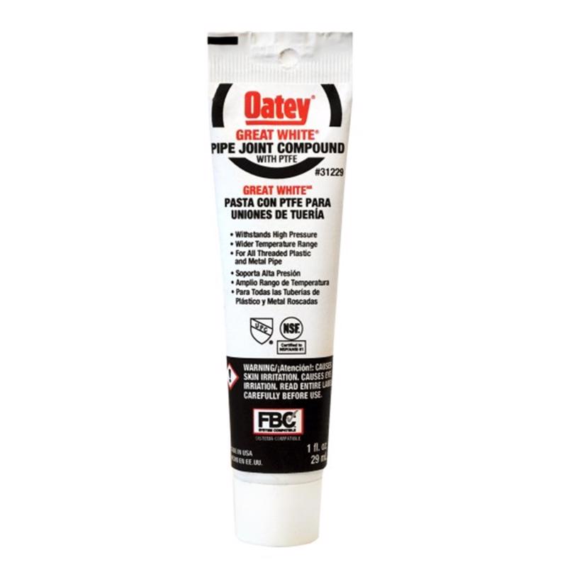Oatey 31229 1 Oz Great White Pipe Joint Compound With Tfe
