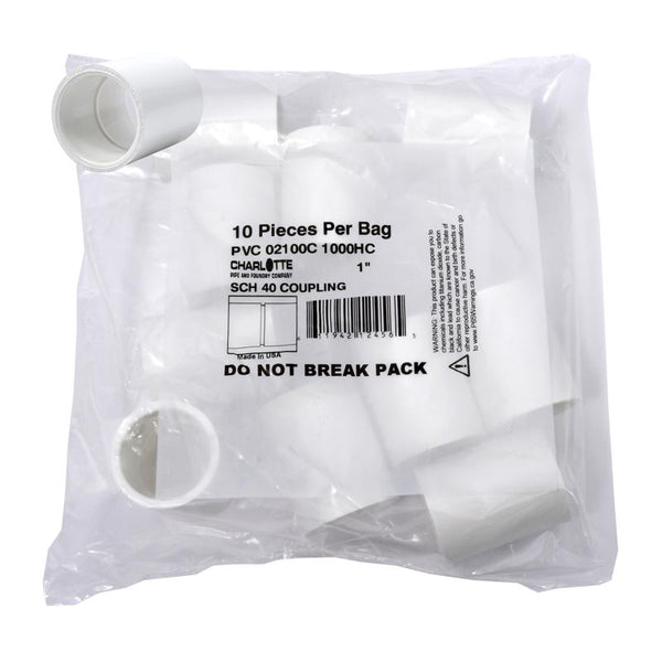 CHARLOTTE PIPE 1 SCH 40 COUPLING SXS CONTRACTOR PACK PRESSURE (10 Unit Bag) PVC02100C1000