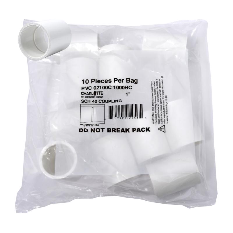 CHARLOTTE PIPE 1 SCH 40 COUPLING SXS CONTRACTOR PACK PRESSURE (10 Unit Bag)