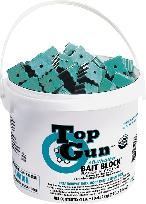JT Eaton 750 Top Gun Bait Block Rodenticide with Stop-Feed Action and Bitrex for Mice and Rats (128-Pack)