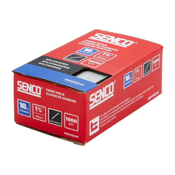 SENCO M001004R 1-3/4" 16 Gauge Straight Finish Nails, Galvanized Finish 1,000 Count Pack