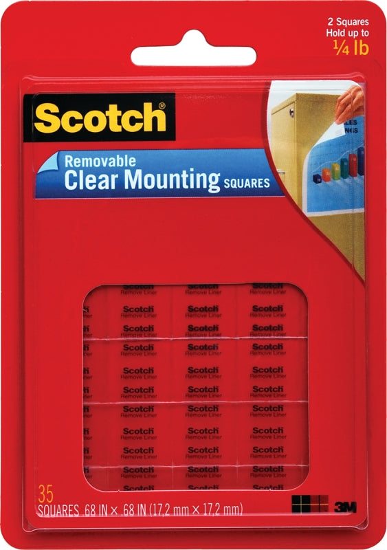 Scotch MMM859 3M Adhesive Mounting Squares,Removable.68x.68,35/PK,Clear