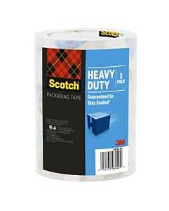 Scotch Heavy Duty Packaging Tape, 1.88" x 38.2 yd, Designed for Packing, Shipping and Mailing, Strong Seal on All Box Types, 3" Core, Clear, 3 Rolls (3850S-3)