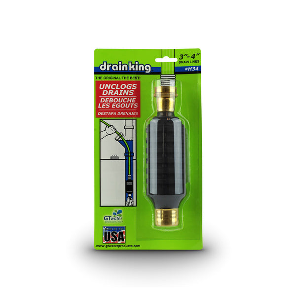Drain King H34 Unclogs Sewer Lines, Main, and Outside Deck Drains, 3 To 4 Inch