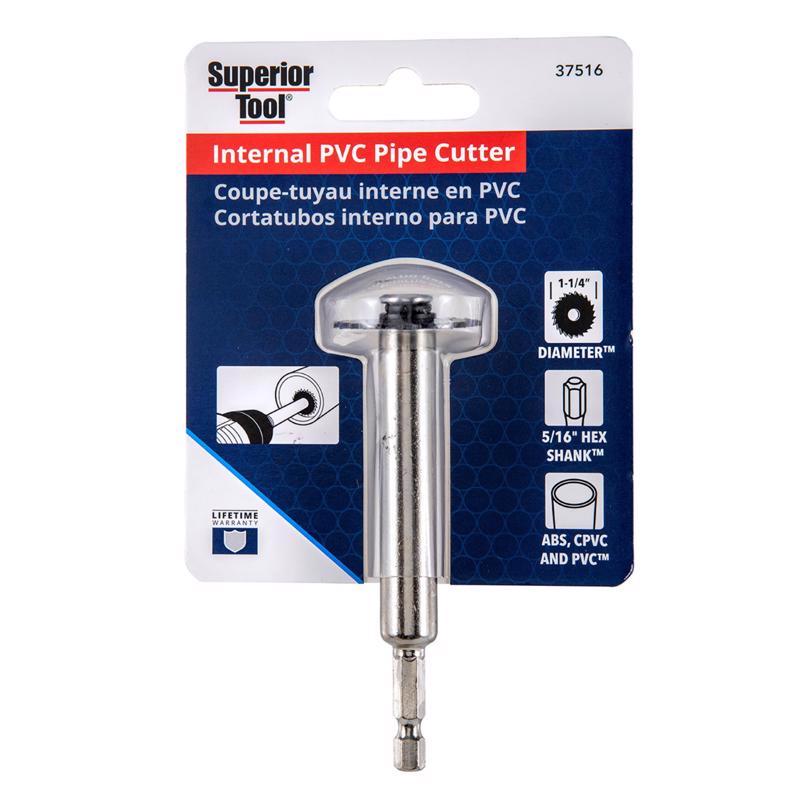 Superior Tool 37516 1-1/4" Internal PVC Pipe Cutter-One and a Quarter Inch Pipe Cutter for PVC, Grey/Black
