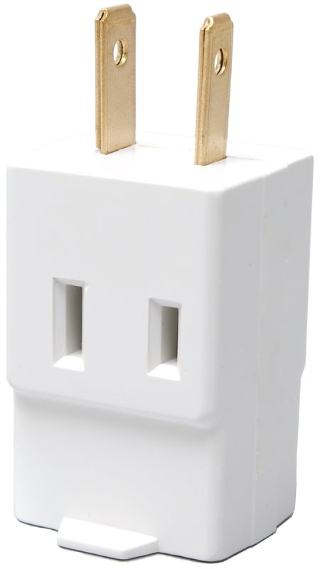 Eaton 4400W-SP-L Single Receptacle Three Outlet Cube Tap with 15-Amp, 125-Volt, 1-15-NEMA Rating, White BP4400W