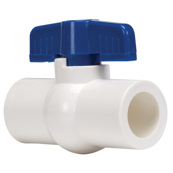 Homewerks VBVP40E6B VBV-P40-E6B Ball Valve, PVC Schedule 40, x Solvent, 1-1/4-Inch, 1.25-Inch, White VBVP40E6M
