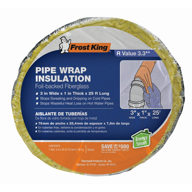 Frost King Foil Backed Fiberglass Pipe Wrap, 3"x1"x25'