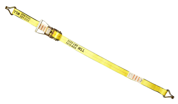 S-Line Ancra 556-Whk 27' x 2" Ratchet Tie Down with Wire Hooks, Yellow