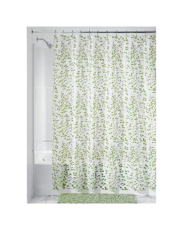 InterDesign iDesign Vine Waterproof PEVA Bathroom Shower Curtain - 72" x 72", Green/White 32480