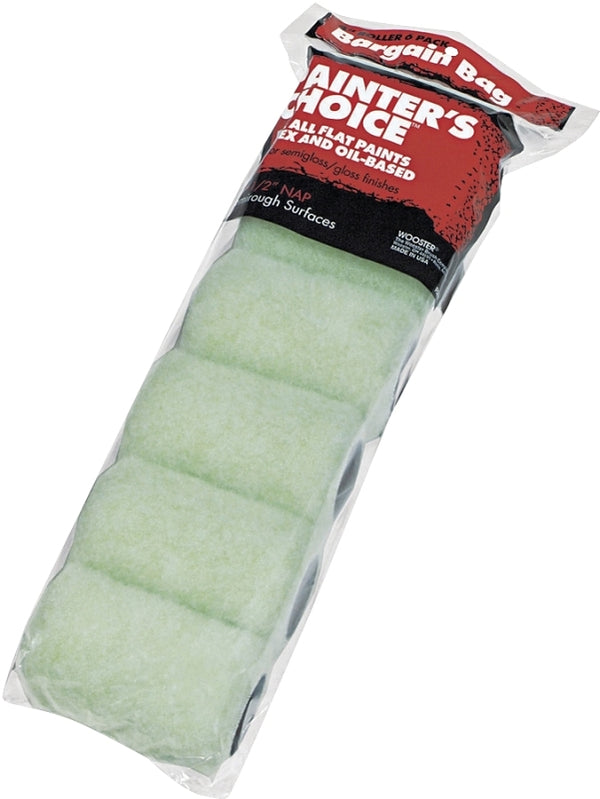 Wooster Brush R271-4 Painter's Choice Roller Cover, 1/2-Inch Nap, 6-Pack, 4-Inch
