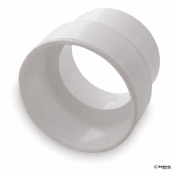 NDS 3P12 PVC Increaser/Reducer Adapter, 3-Inch X 4-Inch, for DWV/SCH40 Hub X S&D Hub Solvent-Weld Connections, for Use with 3-Inch DWV/SCH40 and 4-Inch Sewer and Drain Pipes, White