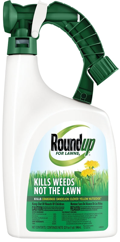 Roundup For Lawns3 Ready-To-Spray (Northern), 32 oz. - Lawn Safe Weed Killer for Northern Lawns, Kills Crabgrass, Dandelion, Clover and Yellow Nutsedge - Kills Weeds, Not the Lawn 5008810