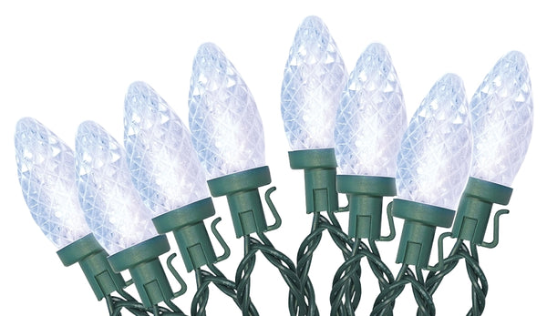 Zoro Santas Forest LED Lights, Spool, C9, Faceted, Clear White, 100 CT 24981