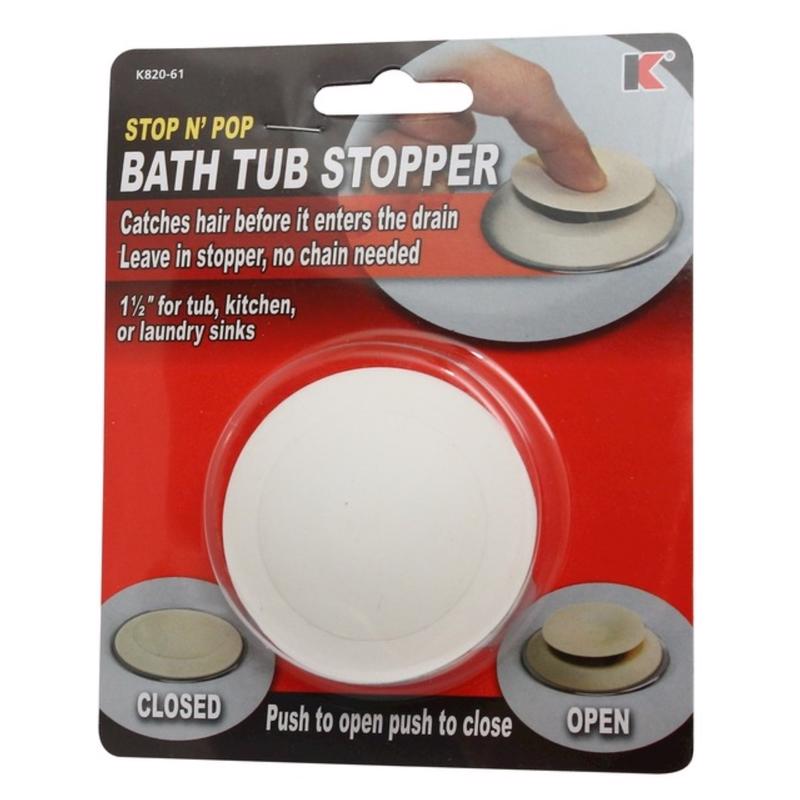 Plumb Pak K820-61 Pop-Up, Universal Drain Stopper, 1-1/2 in, Rubber, Polished Chrome
