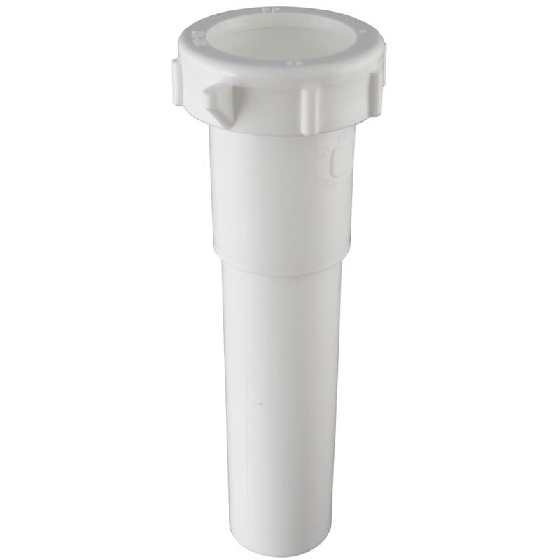 Plumb Pak PP944W Extension Tube, 1-1/4 in Dia X 6 in L, Slip Joint, Plastic, 1 4" x 6"