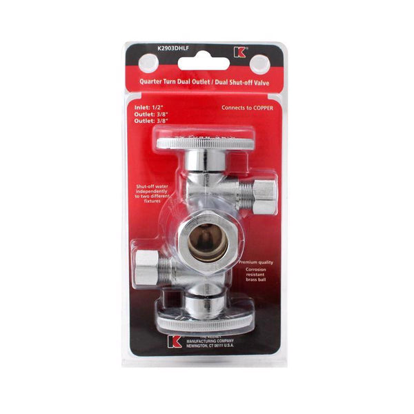 Plumb Pak Keeney 5/8 CTS x 3/8 Compression Brass Dual Shut-Off Valve K2903DHLF