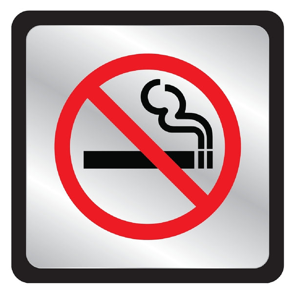 HY-KO Products 495 NO Smoking Symbol Square Plastic Plaque, 4.5" x 4.5", Red/Black/Silver/Black