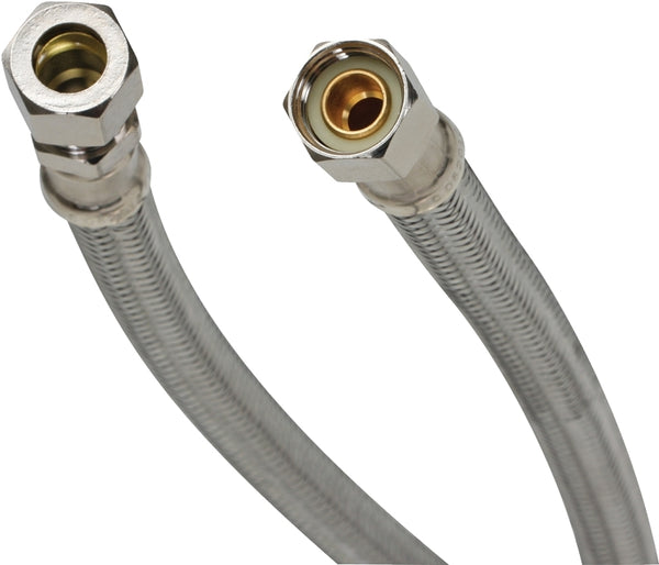 Fluidmaster B8F20 20" No-Burst Faucet Connector, 3/8" Comp.Thread x 3/8 Tubing Coupling - Stainless Steel