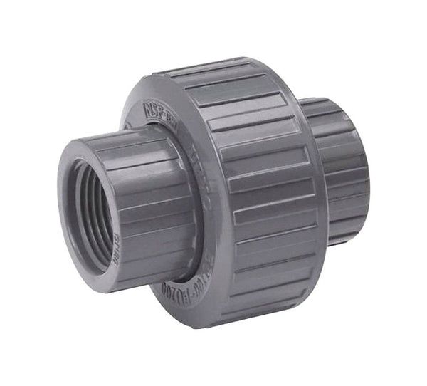 Nds King Brothers Inc. U-0750-T PVC Pipe Fitting, 3/4-Inch Threaded Union, Schedule 80, EPDM O-ring, Gray, 3/4 Inch 164-104