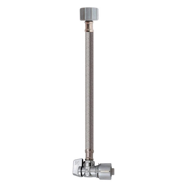 Plumb Pak Quarter Turn Angle Valve 5/8-Inch OD by 12-Inch Stainless Steel Toilet Supply, Lead-Free, Quick Lock POLFC12K