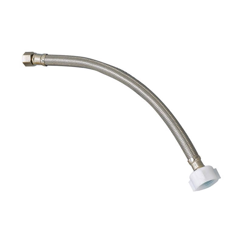 Plumb Pak PP23804 E-Z Toilet Supply Tube with Flag Label, 3/8 in Compression X 7/8 in Ballcock, 9 in L, Stainless Steel, 9"