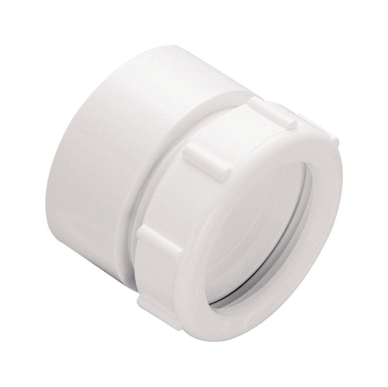 Plumb Pak PP999W Drain Pipe Adapter, 1-1/2 in, Solvent Weld X Compression, Plastic, quot, White