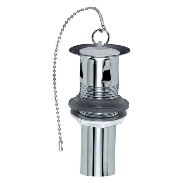 Plumb Pak PP19PC 1-Piece Po Plug Drain with Chain and Stopper, 5 X 1-1/4 in, 22 Ga, Chrome Plated