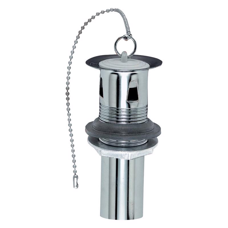 Plumb Pak PP19PC 1-Piece Po Plug Drain with Chain and Stopper, 5 X 1-1/4 in, 22 Ga, Chrome Plated