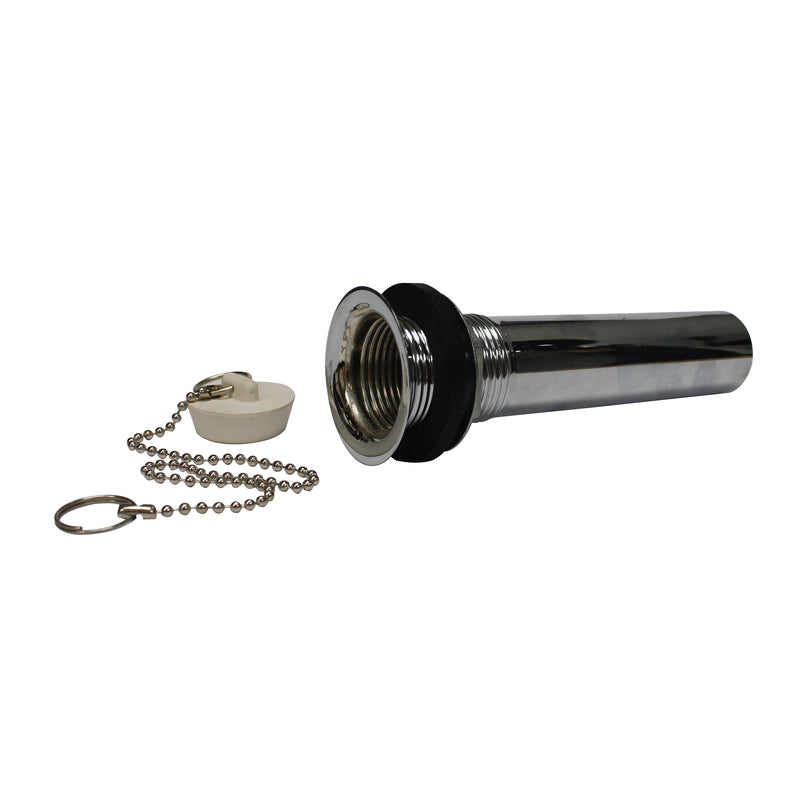 Plumb Pak PP820-75 1-Piece Co Plug with Chain and Stopper, 5 X 1-1/4 in, 22 Ga, Tube, Rubber Washer, Zinc Nut, Chrome
