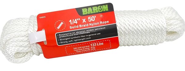 Baron 54805 Smooth Braided Rope, 1/4 Inch X 50 Feet