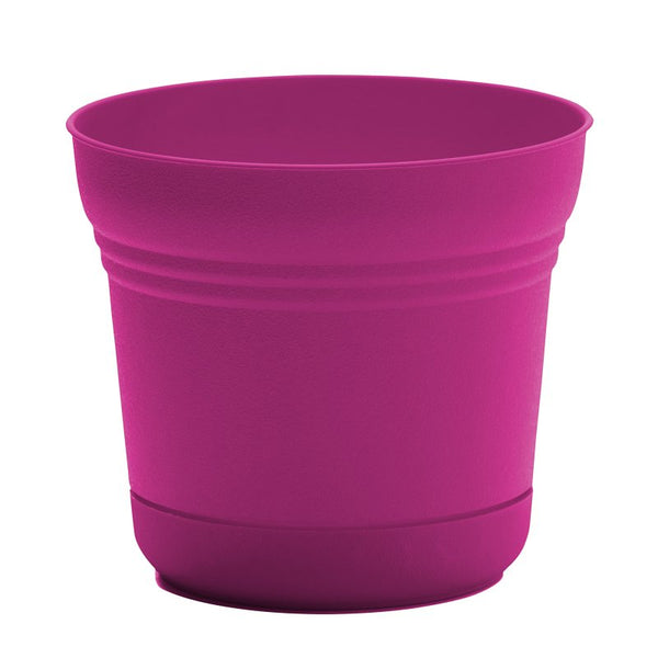 Bloem Saturn 12" Fuschia Round Planter Pot with Snap-in Saucer for Indoor or Outdoor Gardening, Made in USA SP1215
