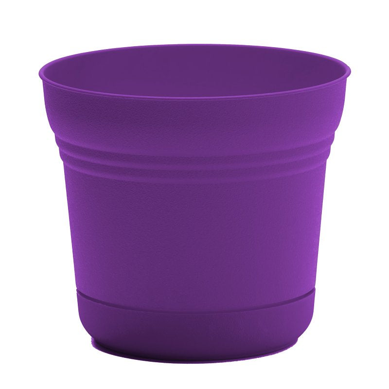 Bloem Saturn 7" Royal Lilac Round Resin Planter Pot with Snap-in Saucer for Indoor and Outdoor Gardening SP07928